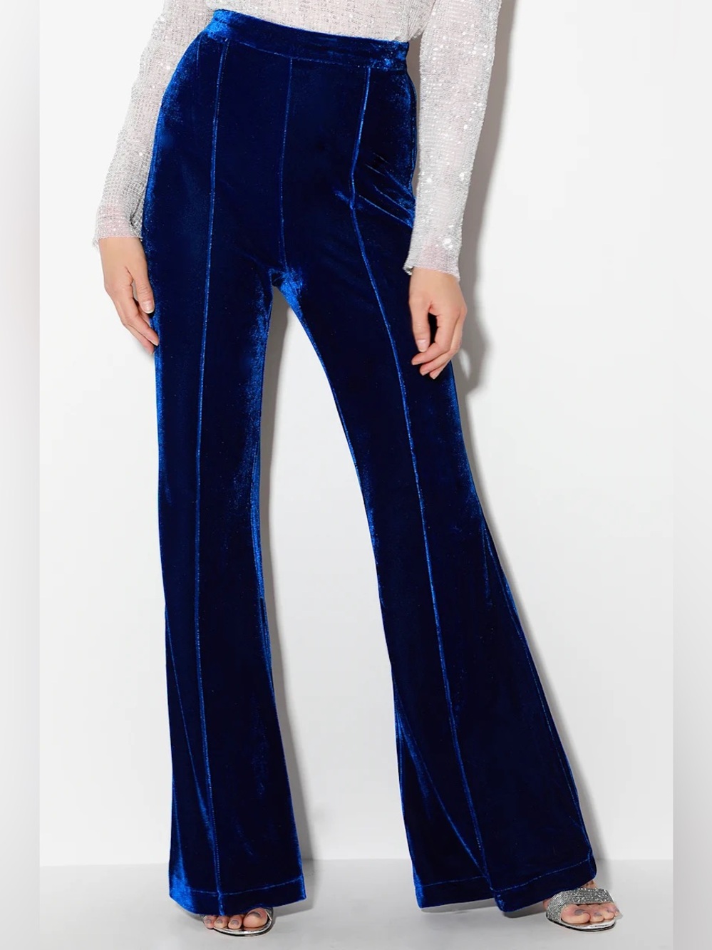 Flying Tomato Royal Blue Velvet Flare Pants